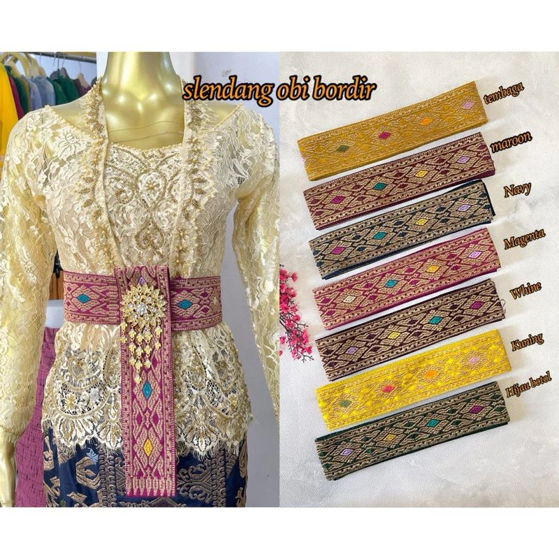 READY-ASF-Selendang Obi Songket Bordir Kebaya Bali Premium