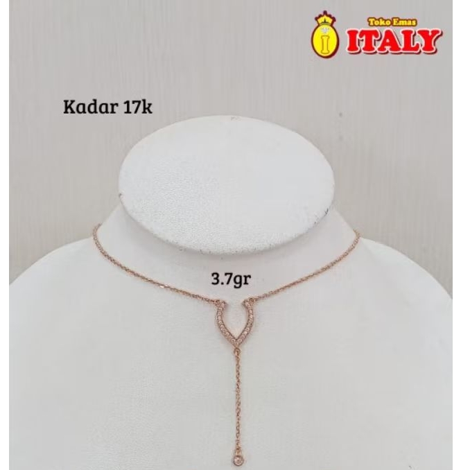 kalung emas tua variasi v permata