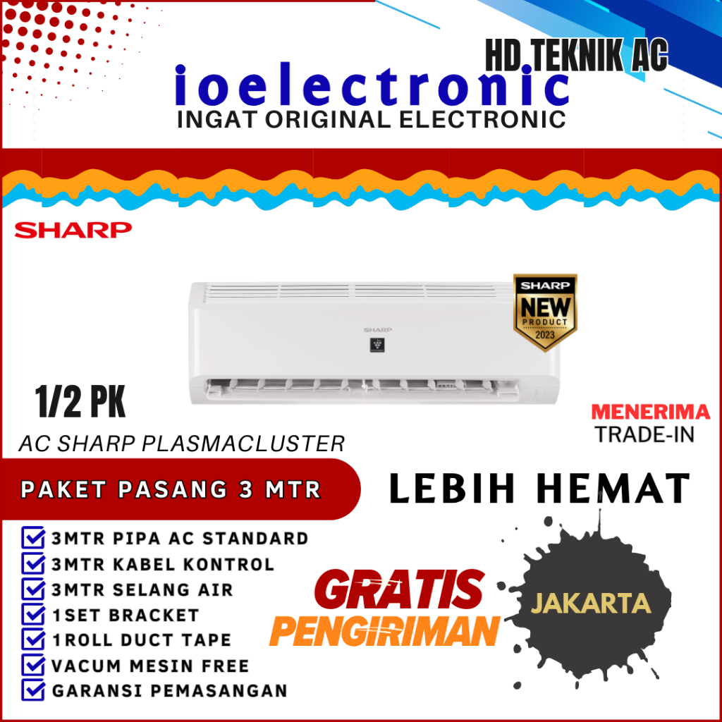 AC SHARP PLASMACLUSTER 1/2 PK AH-AP5BMY (ION PEMBUNUH BAKTERI) PAKET PASANG + ACESORIES LEBIH MURAH