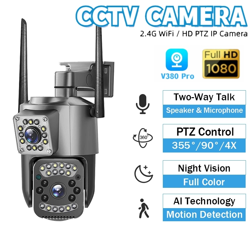 New Outdoor CCTV WIFI Dual Lens 8MP IP Camera CCTV Waterproof Outdoor Dual Screen PTZ 360° Derajat /