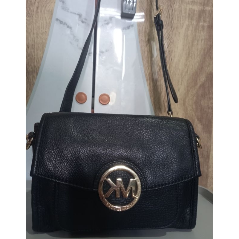 MK Fulton Black Leather Crossbody / kulit gemoy harga sale