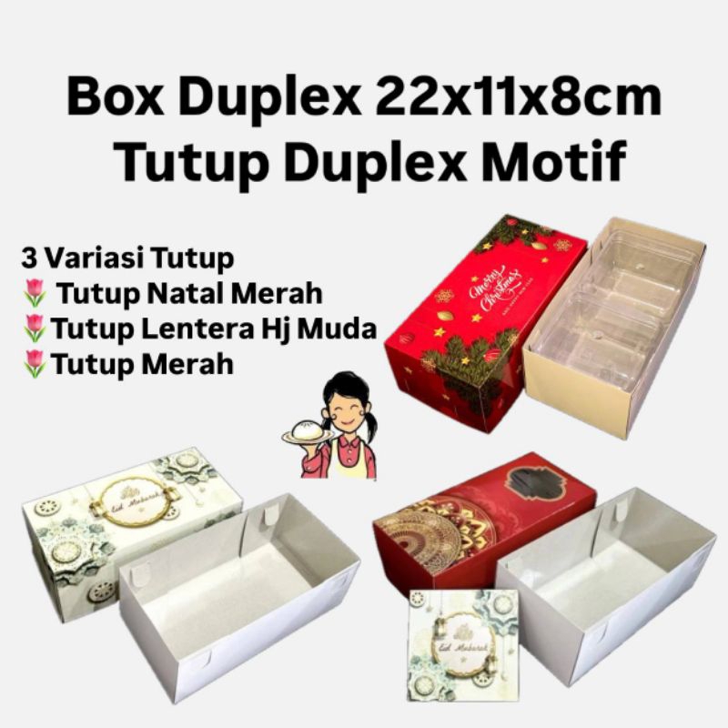 

BOX DUPLEX 22x11x8cm Tutup Duplex muat 2 Toples HT112 LOGO 318 bolu gulung