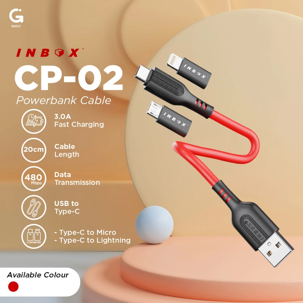 Inbox Powerbank Kit Kabel Data USB Type C dan Converter Set Fast Charging Micro dan Lightning