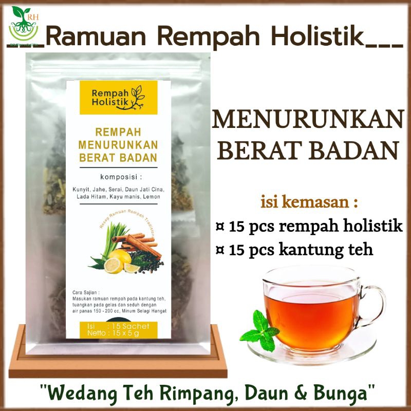 

REMPAH HOLISTIK Menurunkan Berat Badan | Ramuan JSR + Resep Jamu Tradisional | Teh Rimpang, Daun & Bunga "Daun Jati Cina Kunyit Jahe Serai Lada Hitam Kayu Manis Lemon