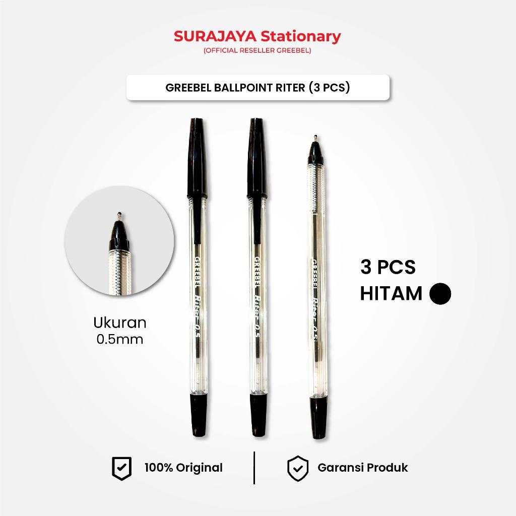 

Ballpoint / Pulpen Riter Tinta Hitam (3PCS) / Bolpen / Bolpoin / Pena