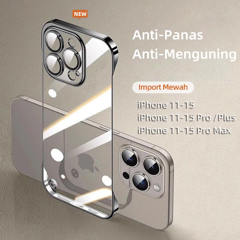 Frameless Ultra Thin Bening Casing iPhone 13 15 11 12 14 Pro Max Luxury Import Mewah Transparan Clea