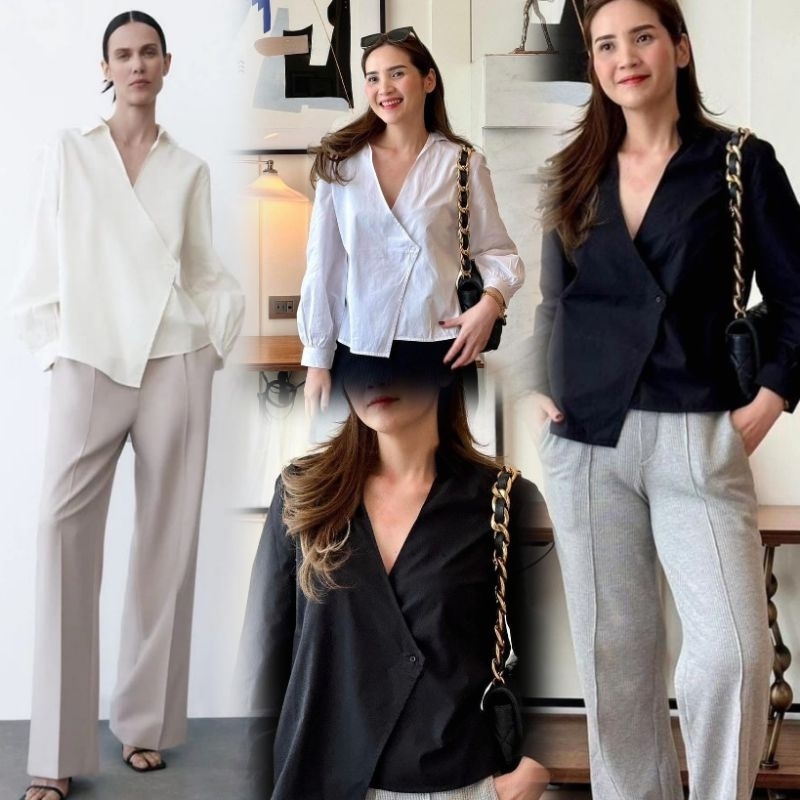 ZaRa poplin wrap women shirt