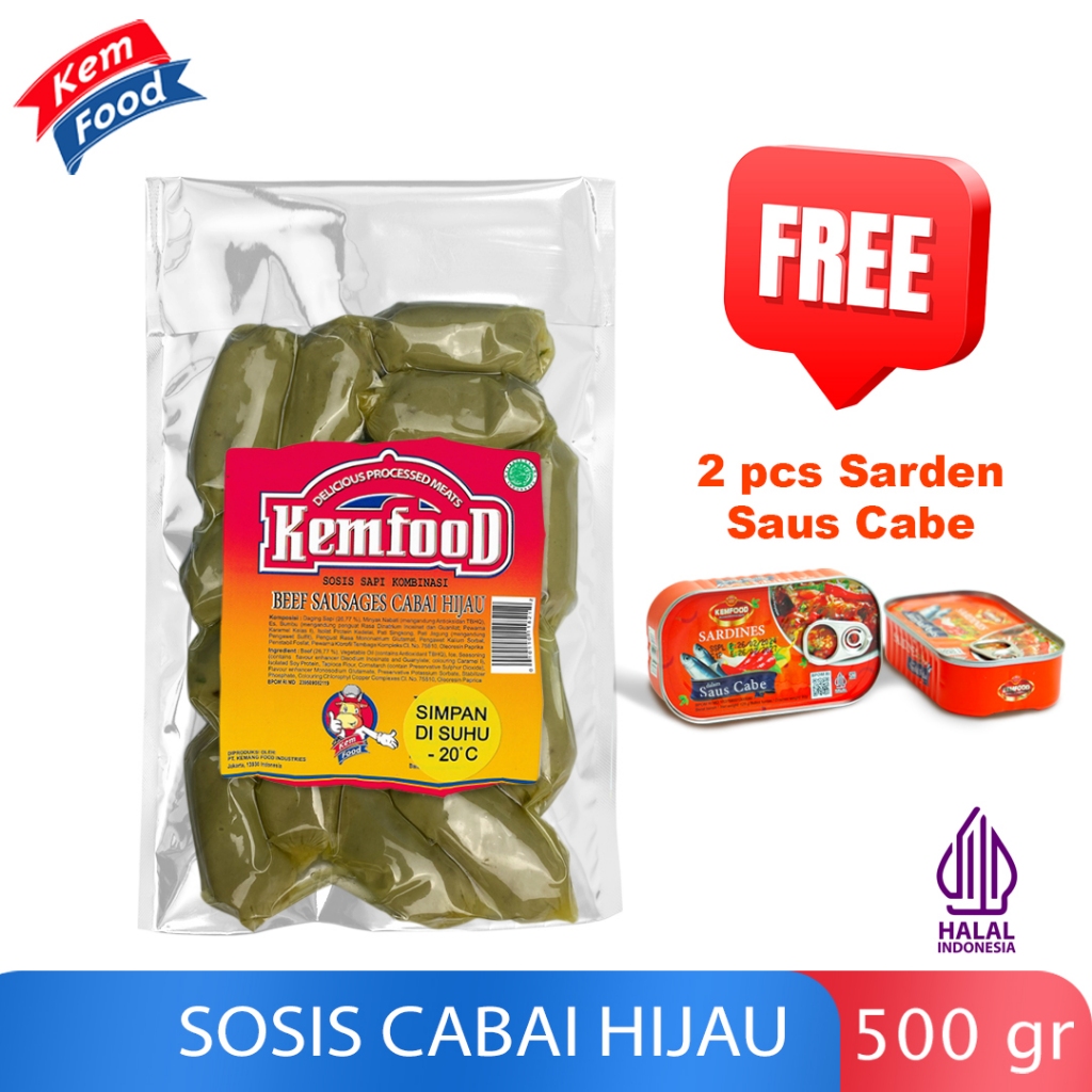 

Sosis Sapi Mini Cabai Hijau Kemfood 500gr (Free Sarden Saos Cabai)