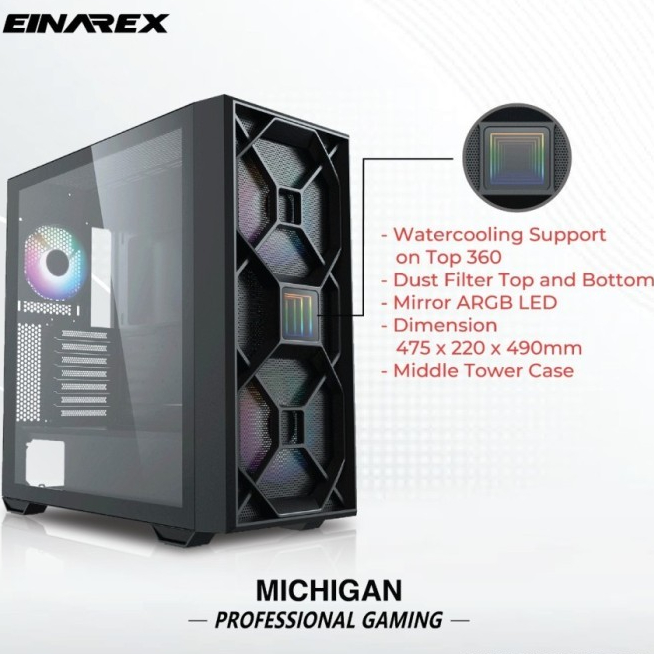 EINAREX MICHIGAN - EATX, ATX, Micro ATX Gaming PC Case