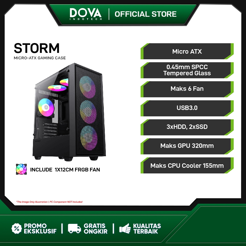 Casing PC Gamemax Storm Black MATX