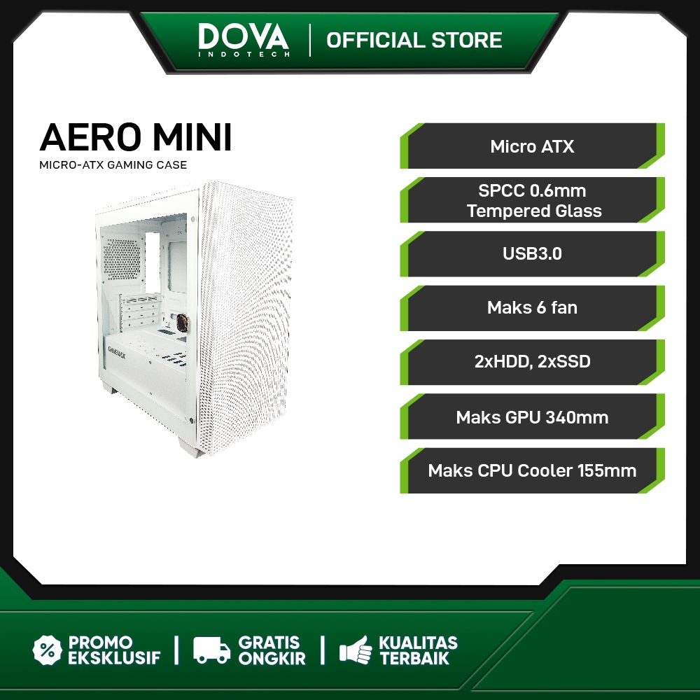 Gamemax Aero Mini White Micro ATX Gaming PC case