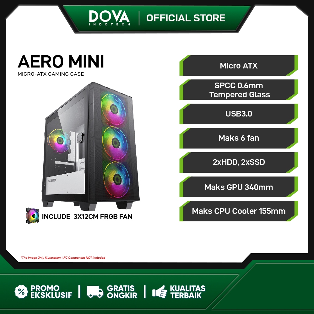 GAMEMAX Aero Mini FRGB Micro ATX Gaming PC Case