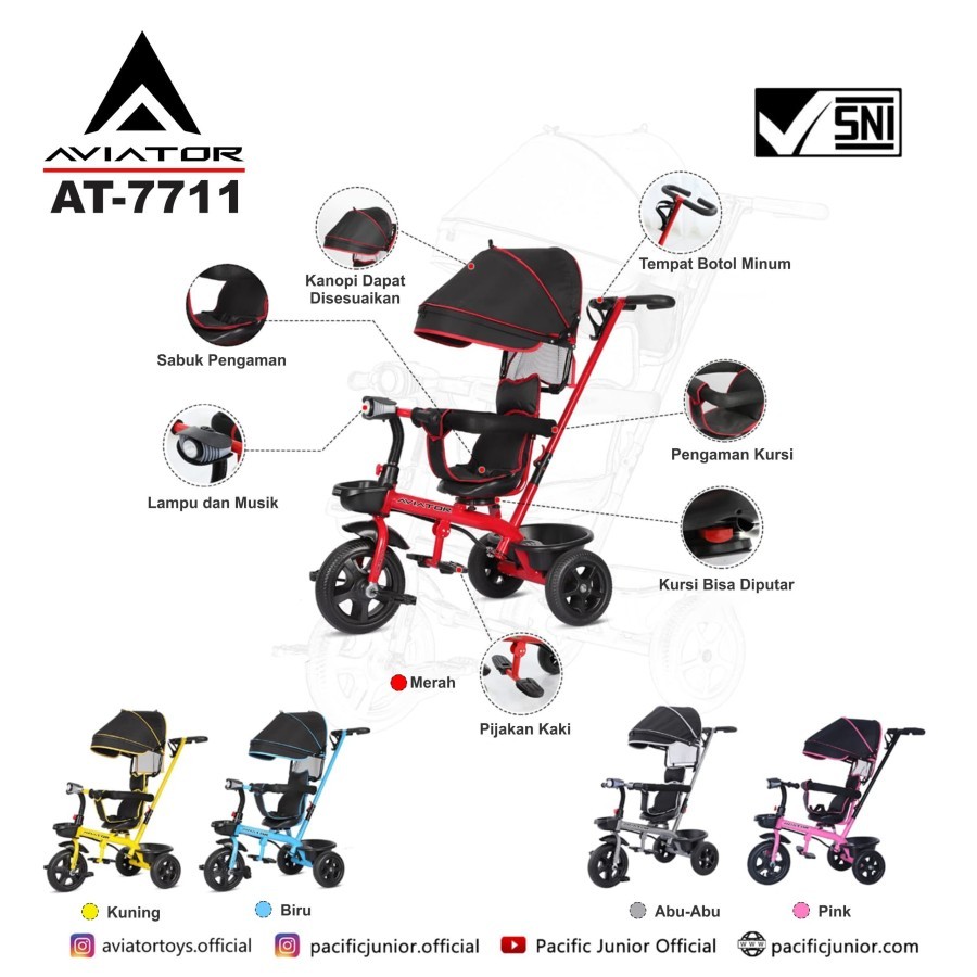 (TERMURAH) Sepeda balita roda tiga aviator 7711 sepeda anak roda tiga tricycle baby stroller kereta 