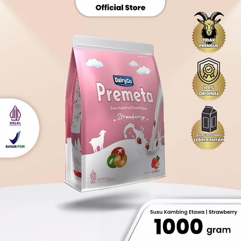 

Susu Kambing Premium Etawa Strawberry 1kg DairyGo Premeta