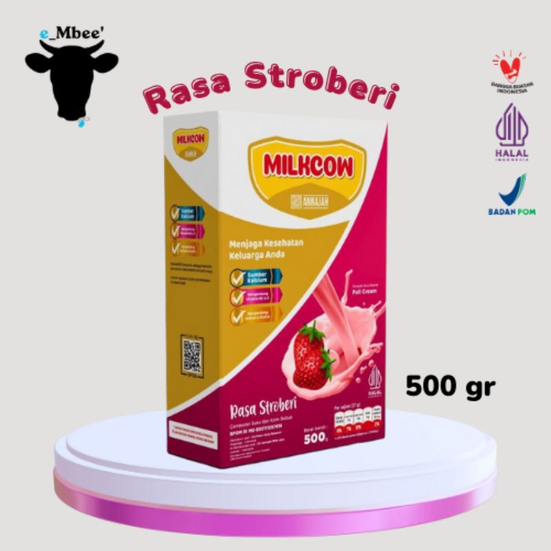 

e_Mbee' Milkcow Stroberi Full Cream Susu Penggemuk Anak 500 gram