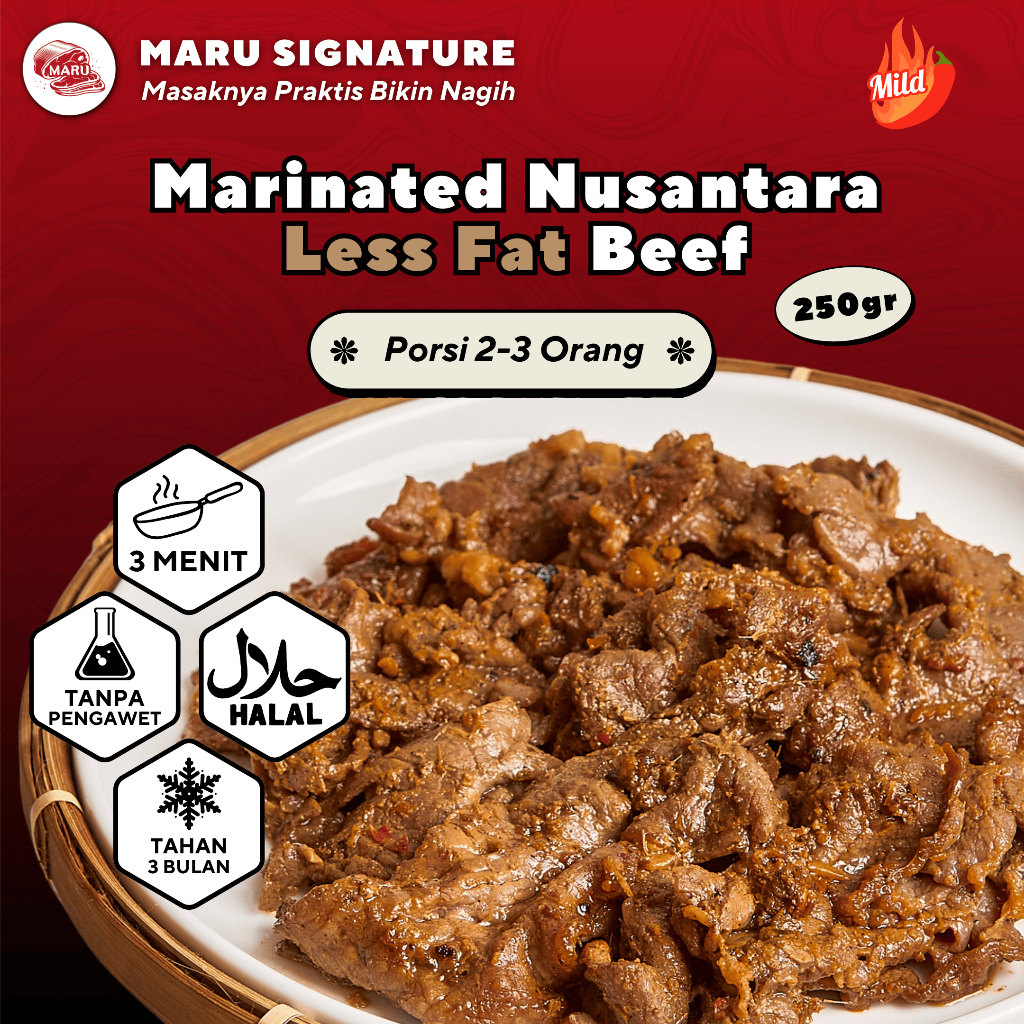 

MARU SIGNATURE Daging Sapi Slice Tanpa Lemak Marinasi Bumbu Nusantara 250gr Halal