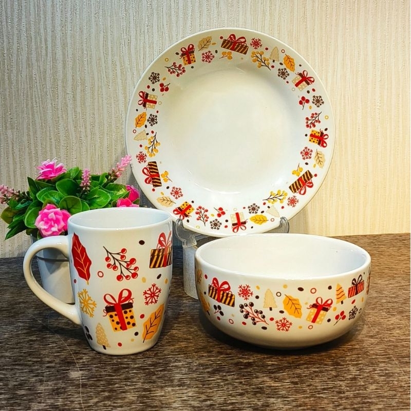 Hampers Natal Dinner set piring mangkok & mug,Parcel Natal bingkisan Christmas