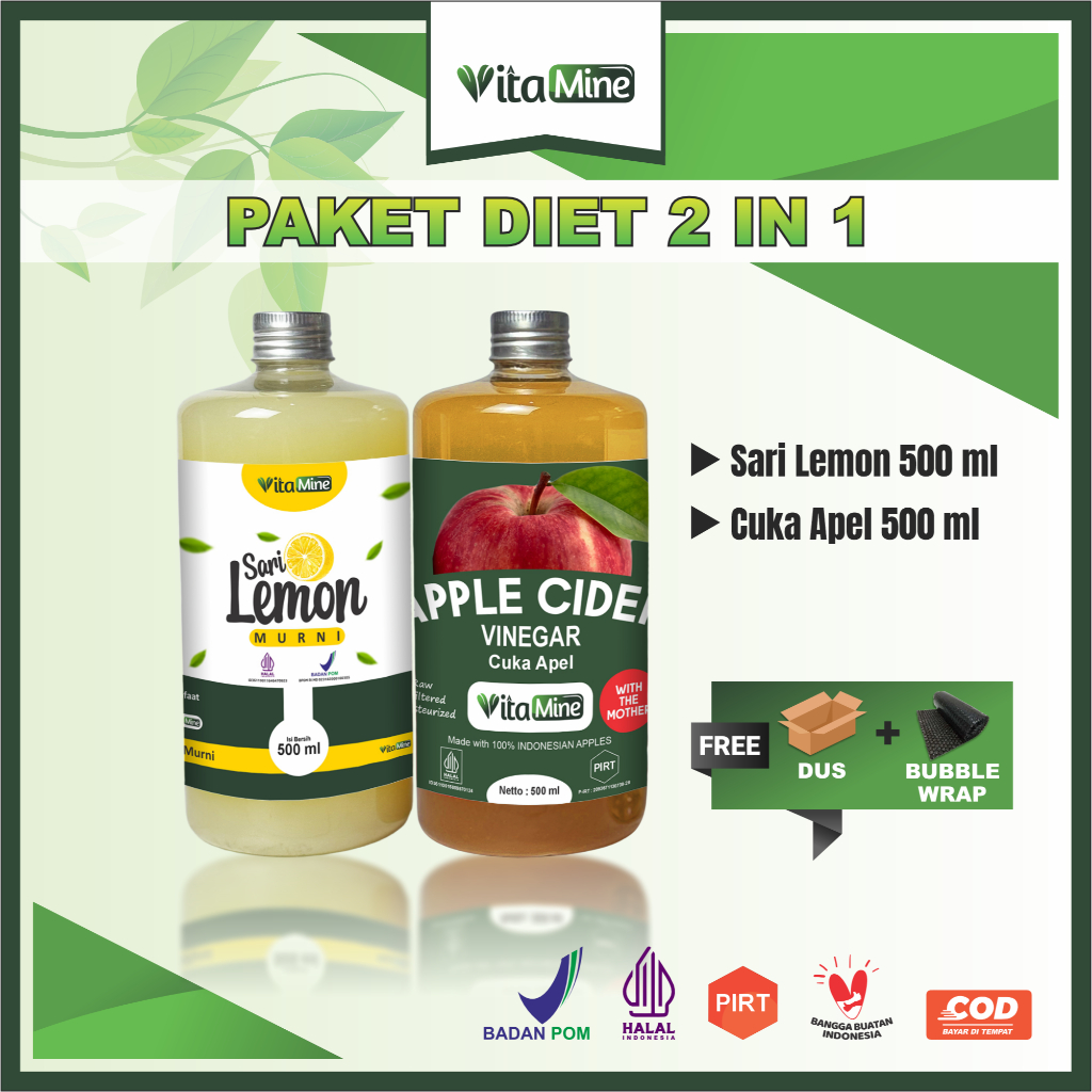 

SDF VITAMINE - Paket Hemat Diet Sehat - Cuka Apel ml Dan Sari Lemon ml - BPOM Dan HALAL