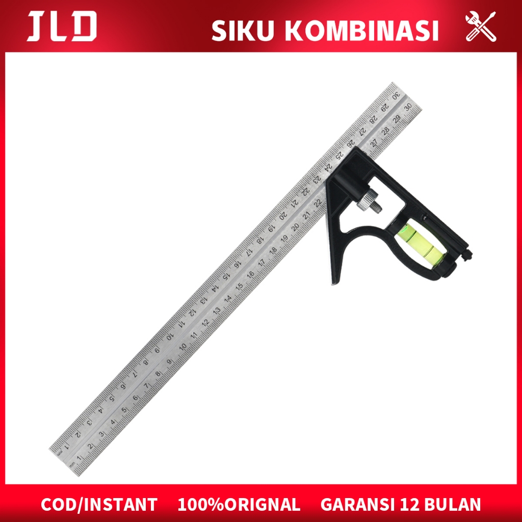 

JLD Penggaris Siku L 12INCH/30CM Waterpass Kombinasi Square Ruler Sudut Presisi Air Geser Serbaguna Alat Ukur Tukang