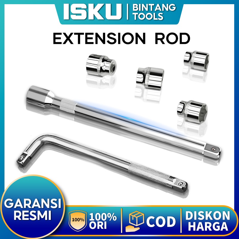 ISKU Gagang Sok Geser T 1/2 Inch 10 Inch 250mm Sambungan Kunci Sock Extension Bar Baja CR-V Tebal Ta