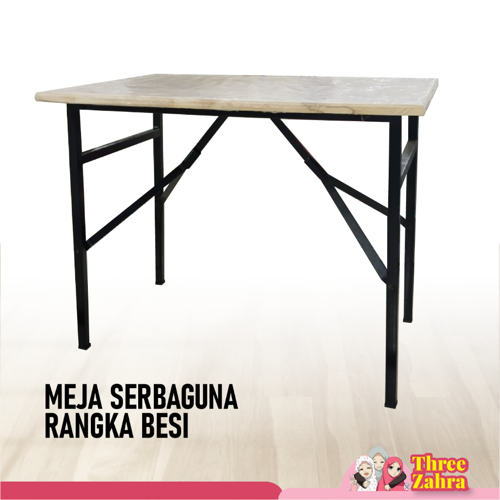 MEJA LIPAT KAYU KAKI BESI/MEJA MAKAN/MEJA BELAJAR/MEJA LIPAT/MEJA SERBAGUNA