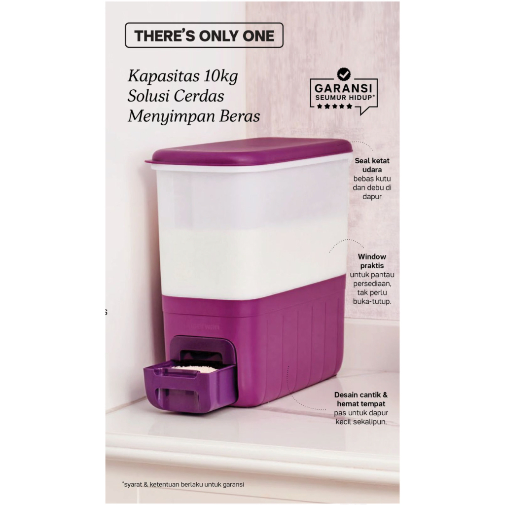 Tupperware Tupperware Rice Smart 10 kg / dispenser tempat beras