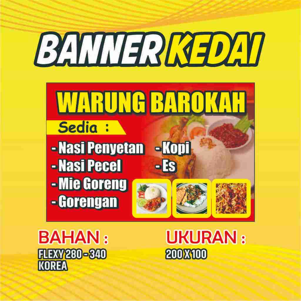 Spanduk Banner Kedai/ Banner Kedai Makan/ Free Desain/ Spanduk Kedai Makanan