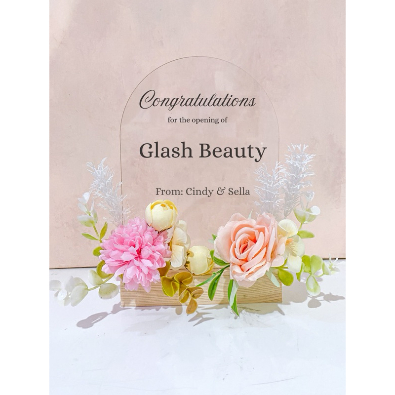 Akrilik ucapan pembukaan toko grand opening bunga ucapan wisuda ulang tahun akrilik sign kado