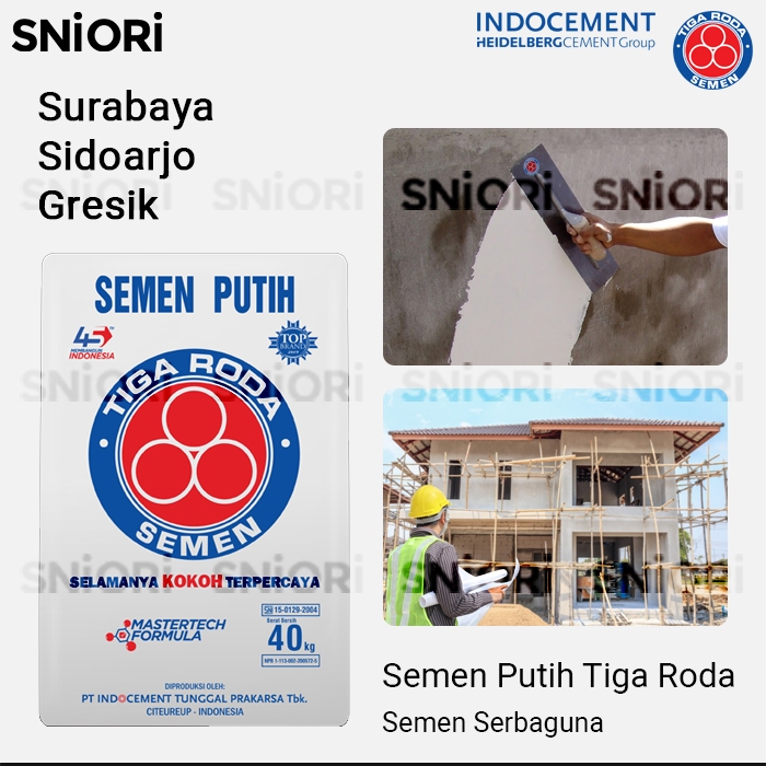 Semen Putih Tiga Roda 40kg Surabaya Sidoarjo Gresik