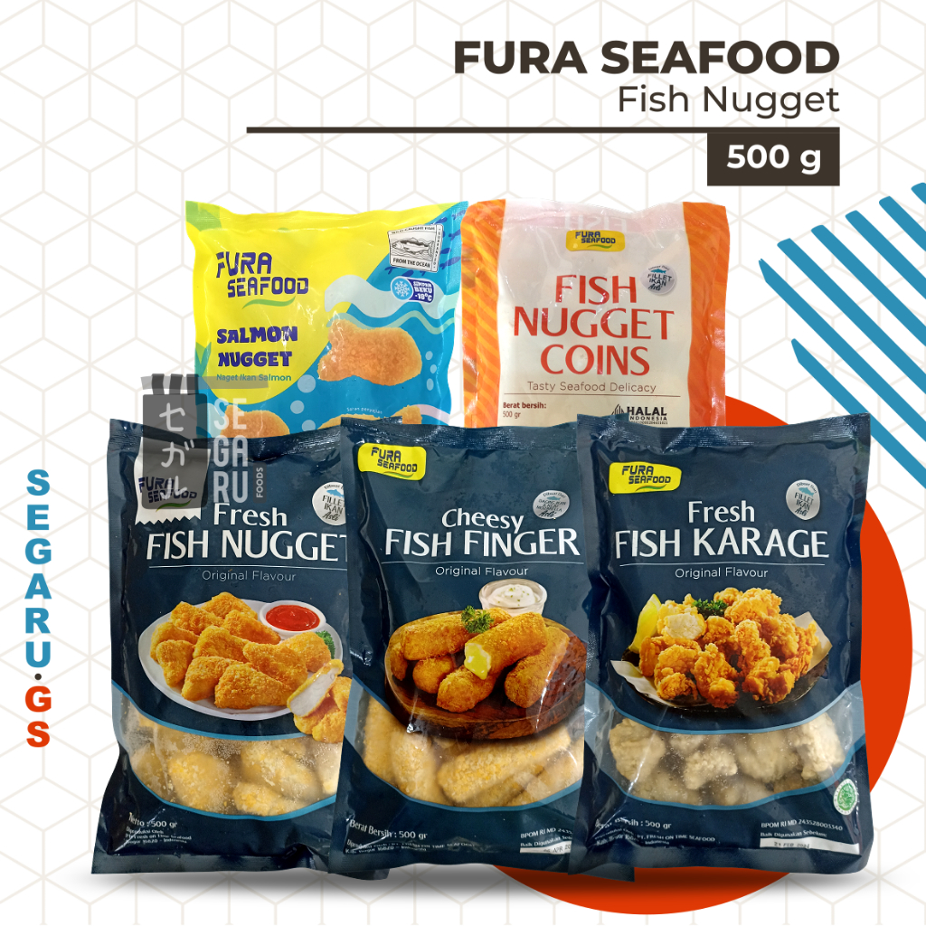 

Fura Seafood Fish Nugget / Karage / Cheesy Fish Finger / Salmon Nugget 500 Gram