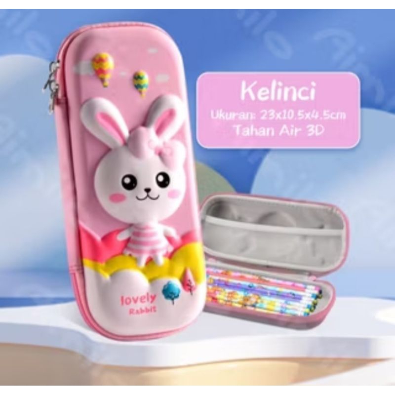 

kotak pensil Lucu RB white anak 3D eva cartoon rabbit