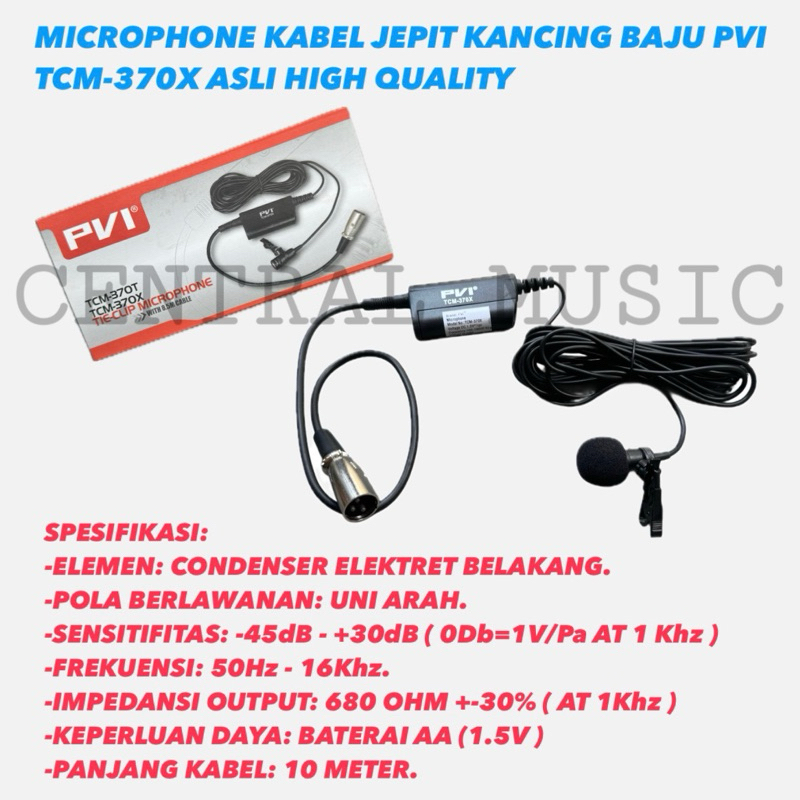 MICROPHONE KABEL JEPIT KANCING BAJU PVI TCM-370X ASLI HIGH QUALITY