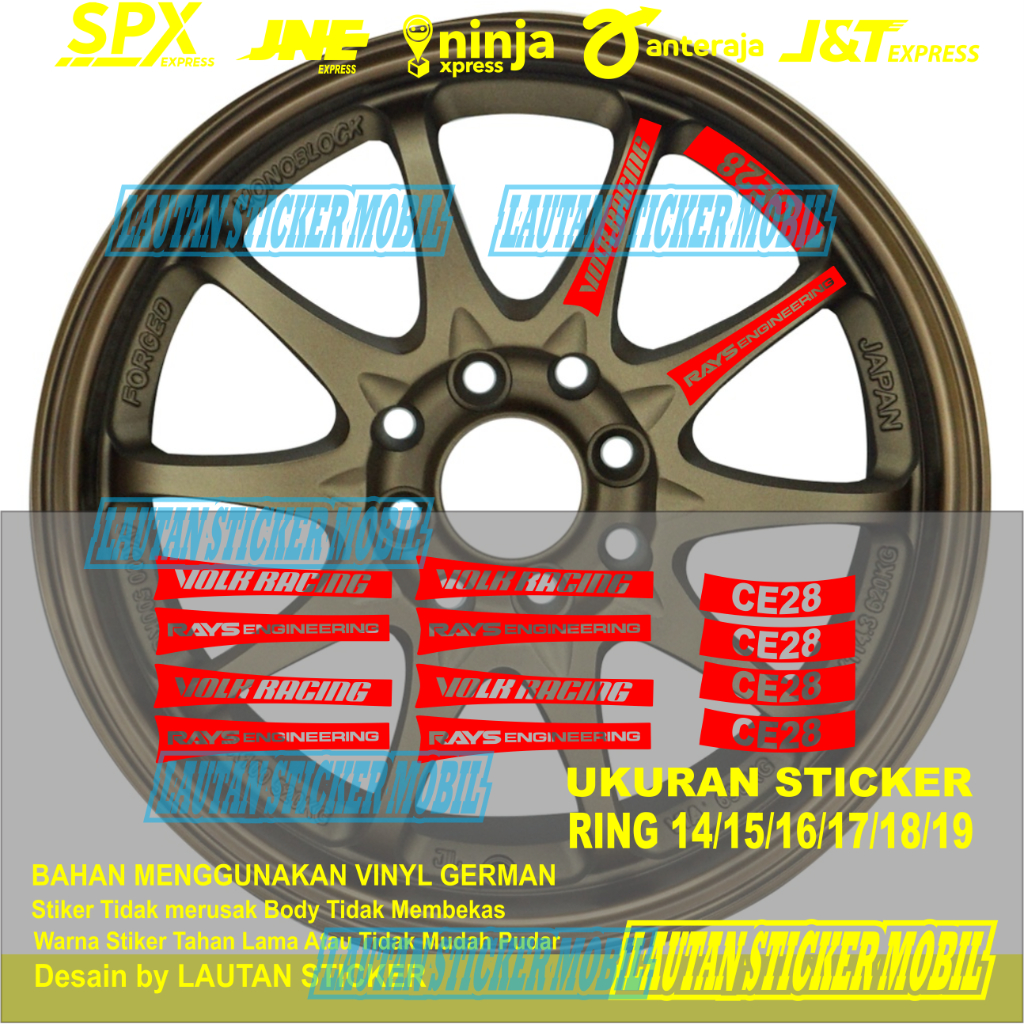12pcs cutting sticker Velg Mobil Volk Rays Ce28 cutting sticker velk mobil volk racing whell rays en
