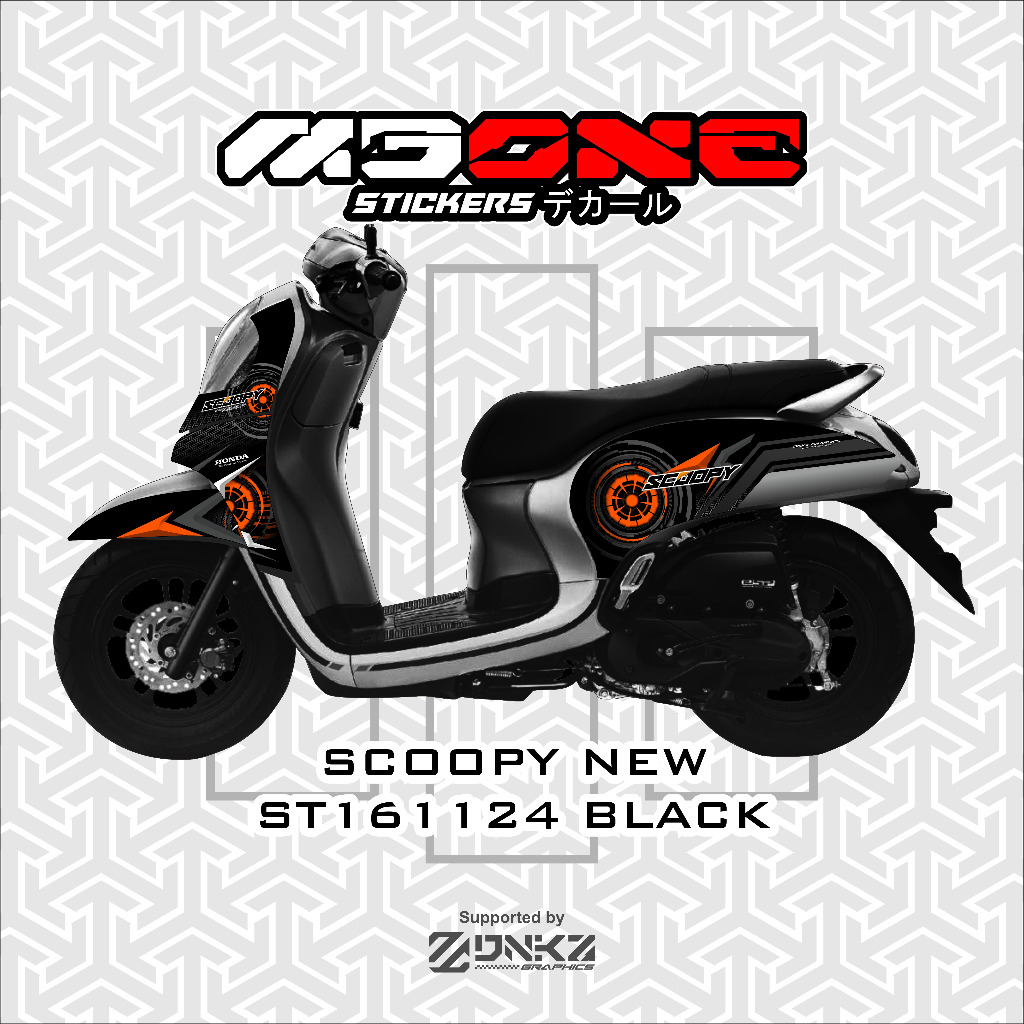 Stiker Scoopy New 2021 Decal Striping Scoopy 2021 Premium Racing Variasi ST161124 Hitam Black M3.ONE