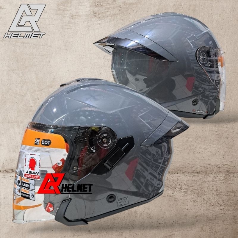 HELM INK TERRA 2 GREY GLOSSY double visor | ink tera 2 abu gloss | original