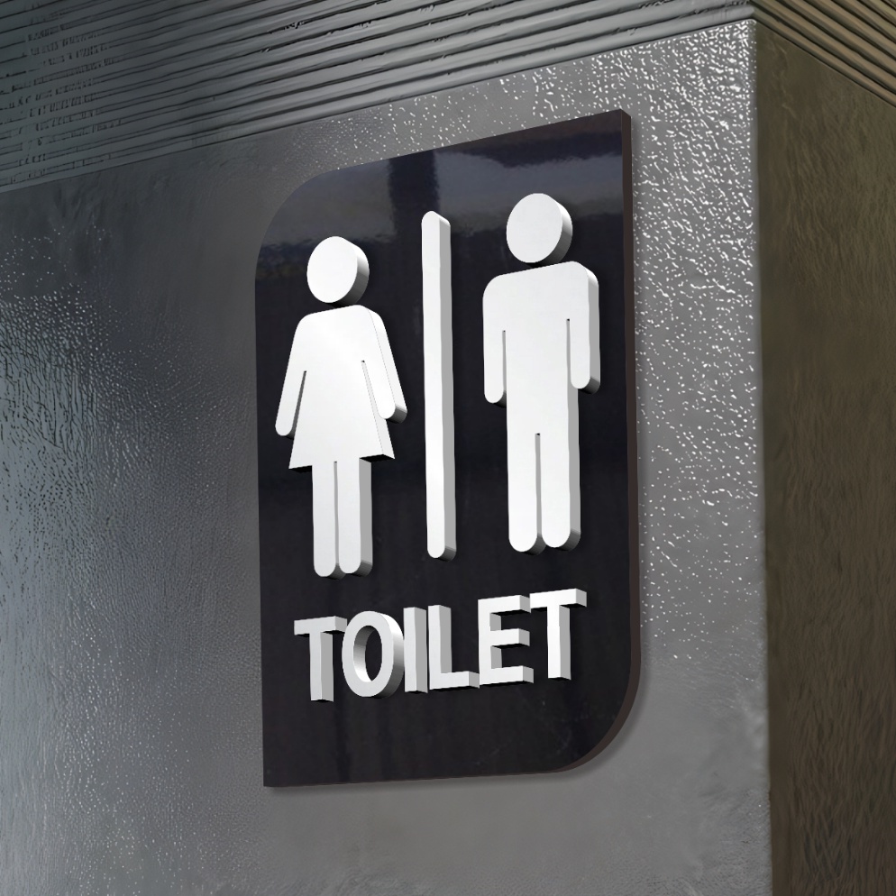 

KODE L42H Signage Acrylic Pop Up Sign Kotak 13 x 175 cm Toilet Hitam putih