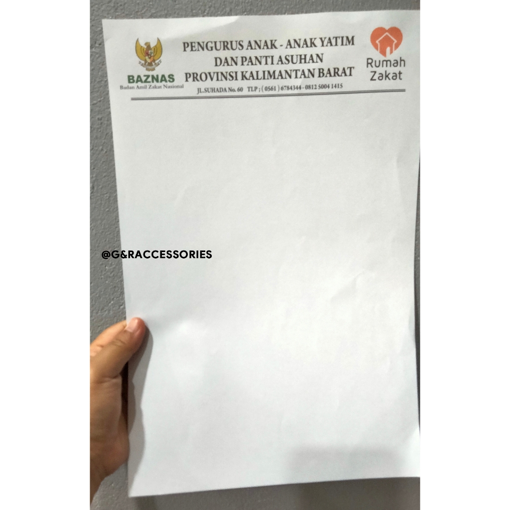 

Bisa Satuan Cetak Kepala (Kop) Surat A4 - HVS 80 gsm 1 sisi Bisa ecer - Bisa Hitam Putih bisa FULL Warna