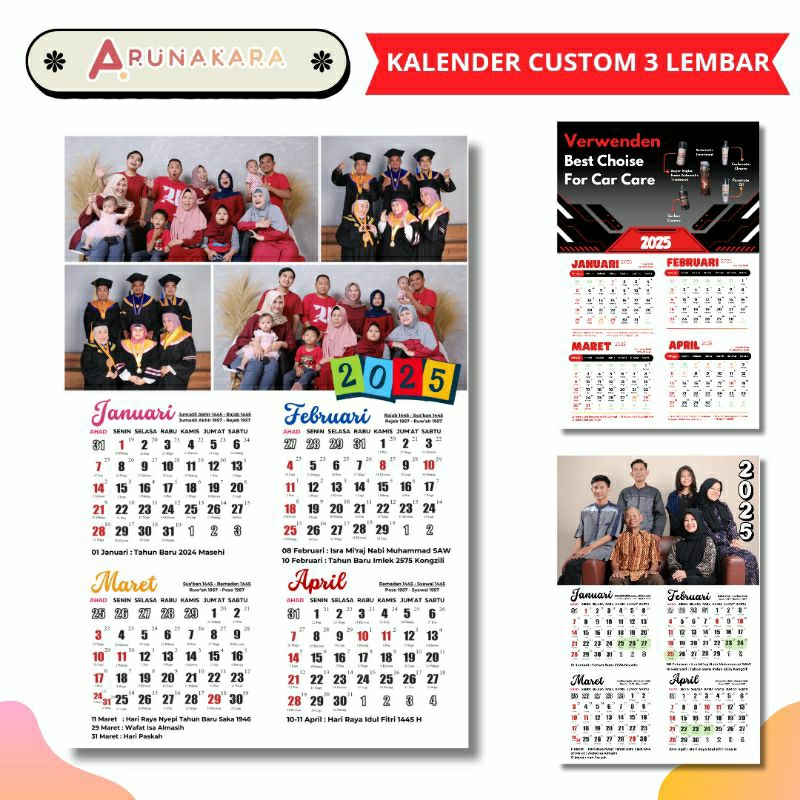 

Kalender 2025 Custom 3 Lembar Bebas Desain