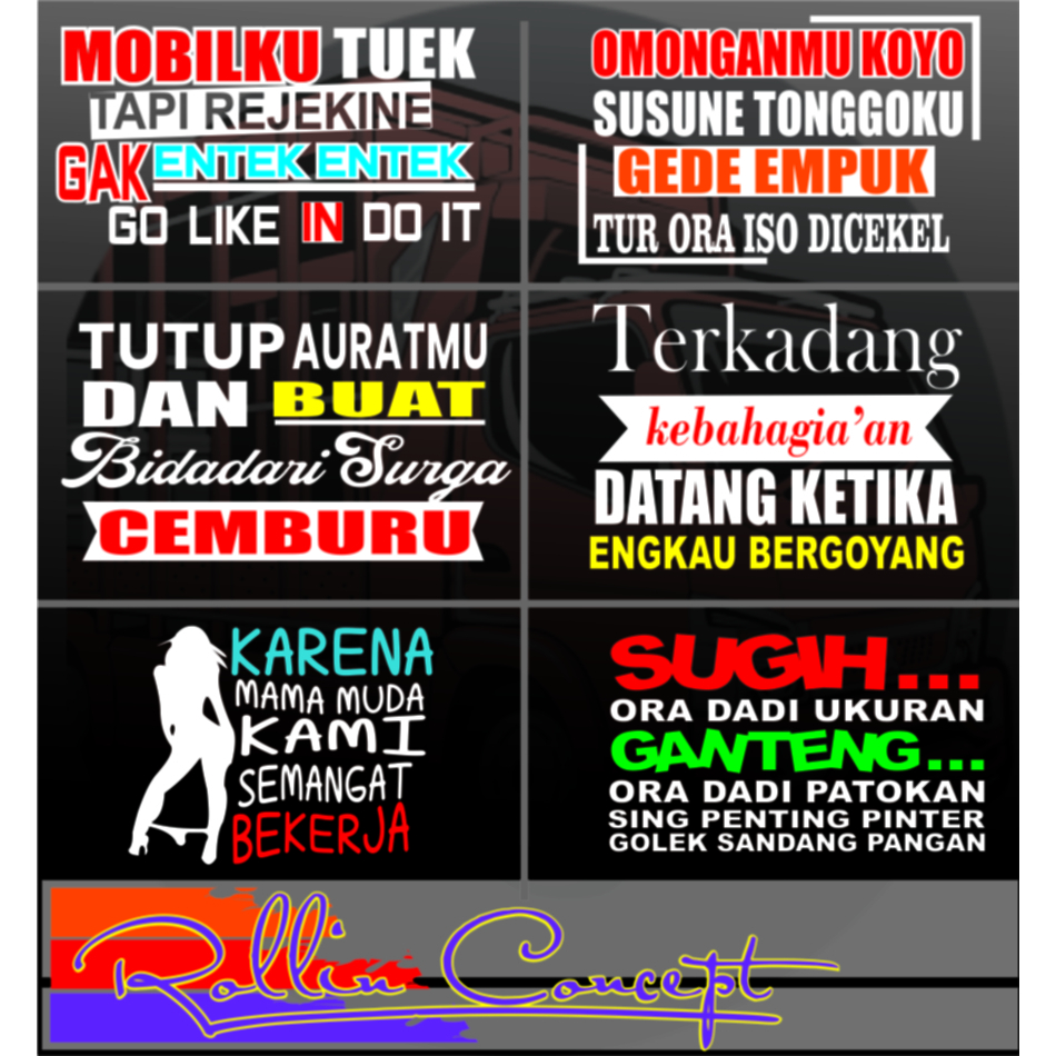 Stiker kaca mobil truk pickup stiker cuting variasi kata-kata campur mobil truk pickup, dll