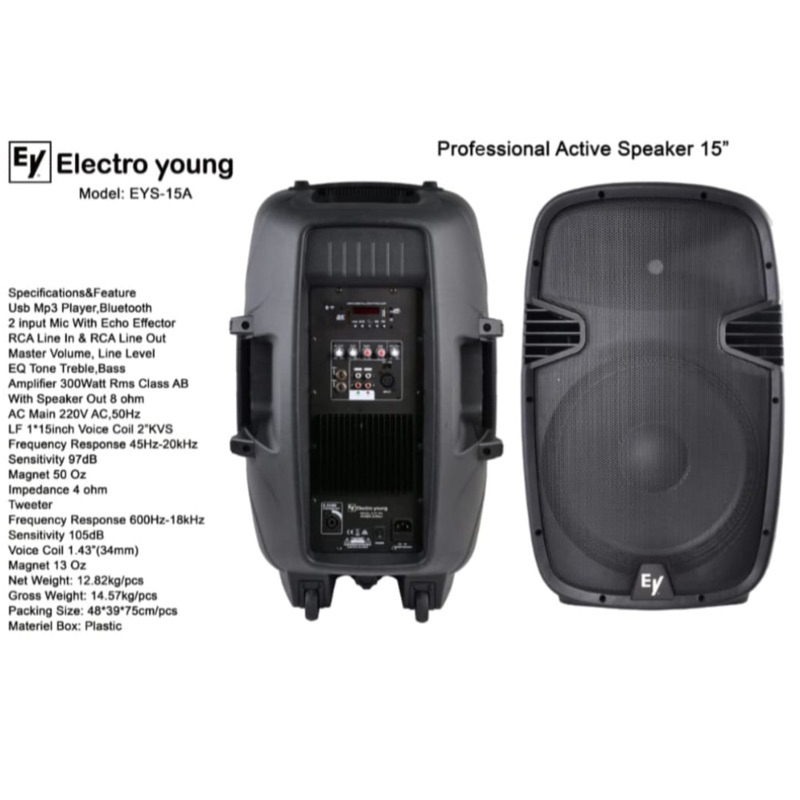 Speaker aktif pasif Blackspider GT15 15inch original speaker aktif pasif electro young EYS 15A
