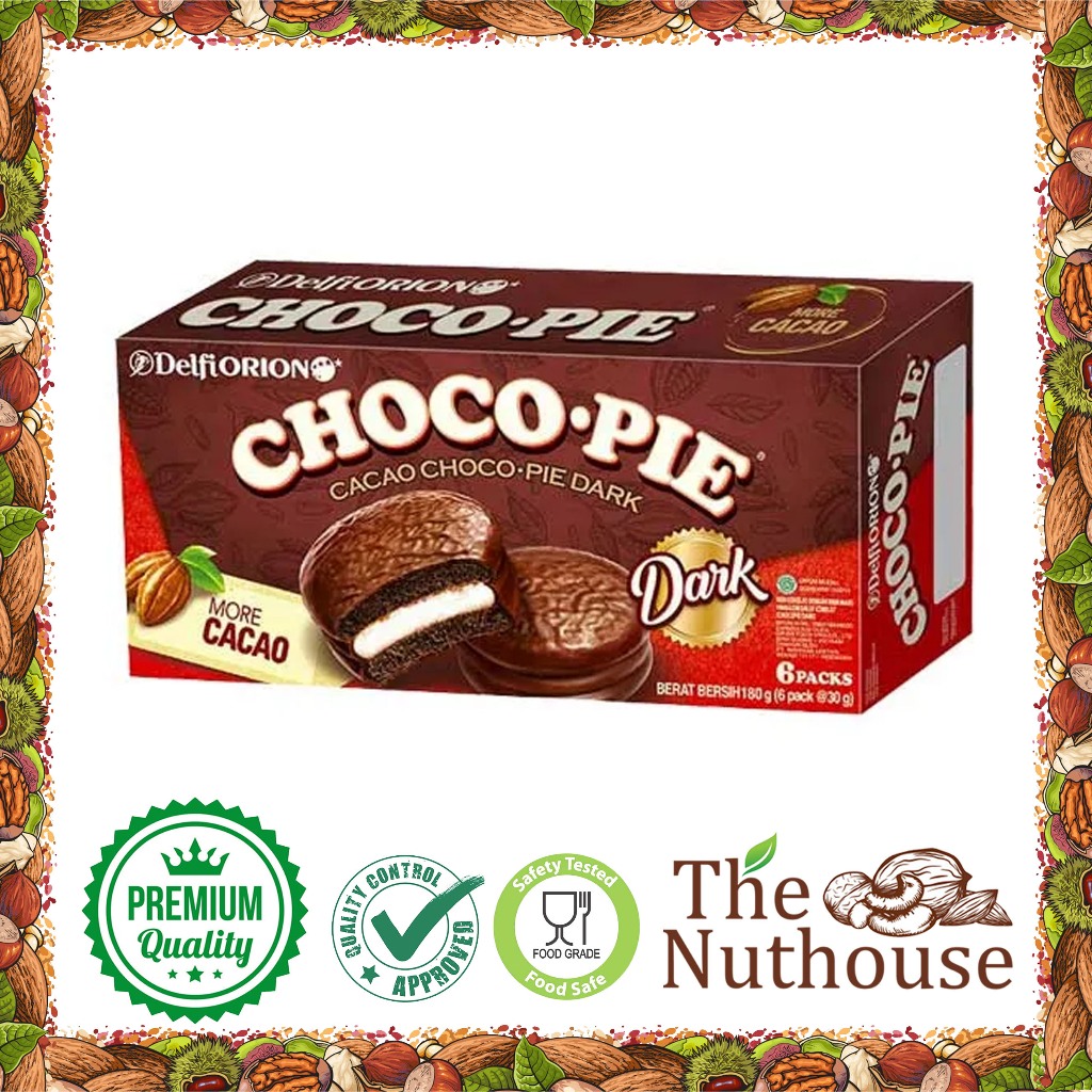 

Delfi Orion Choco Pie DARK CHOCOLATE 180gr / Kue Coklat dengan krim marshmallow (6 pack x 30gr) [HALAL]