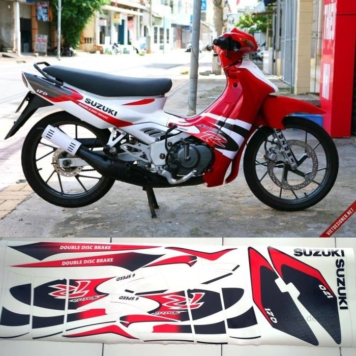 Sticker striping satria 2tak lumba transparan ori