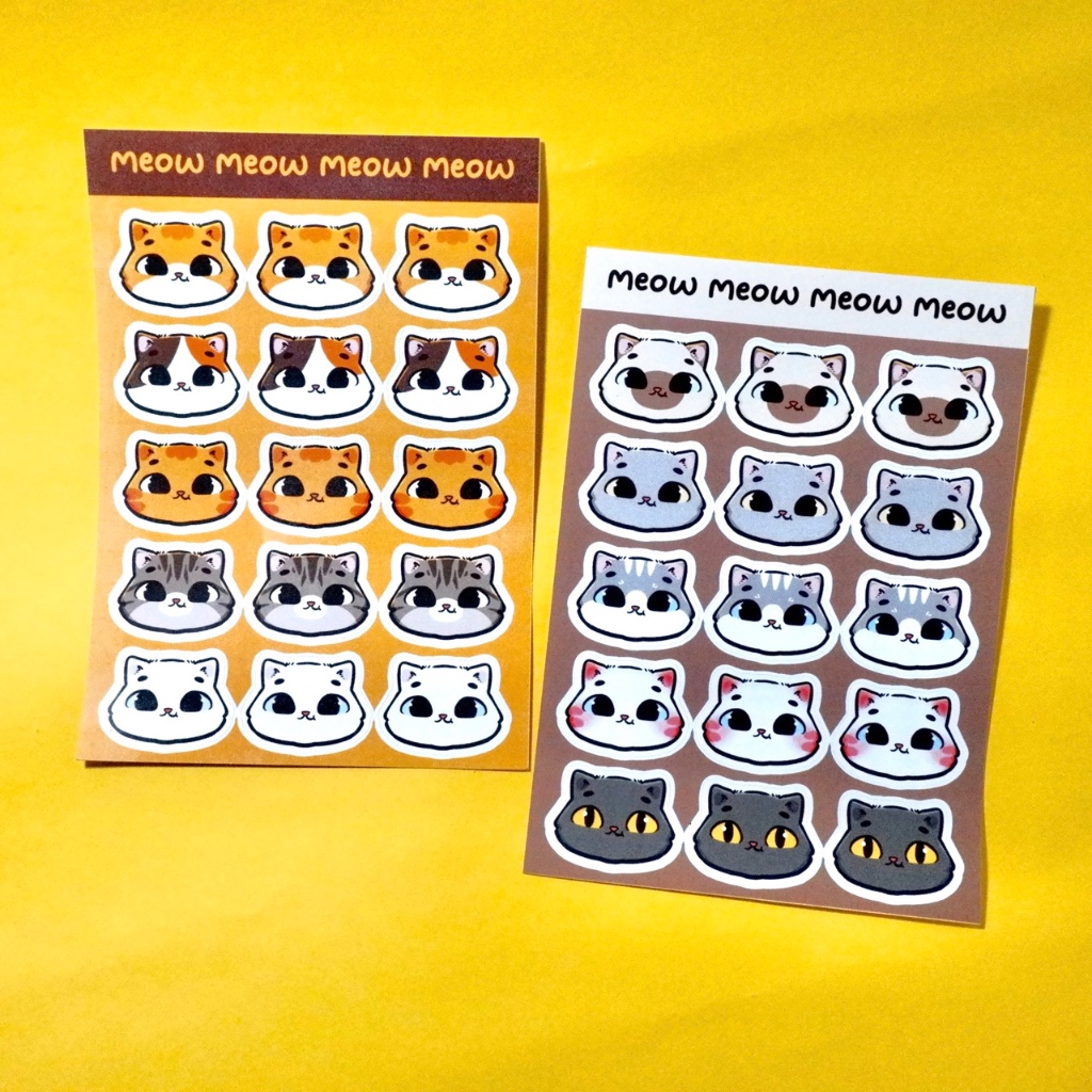 

meow meow sticker sheet kucing / cacaastudio