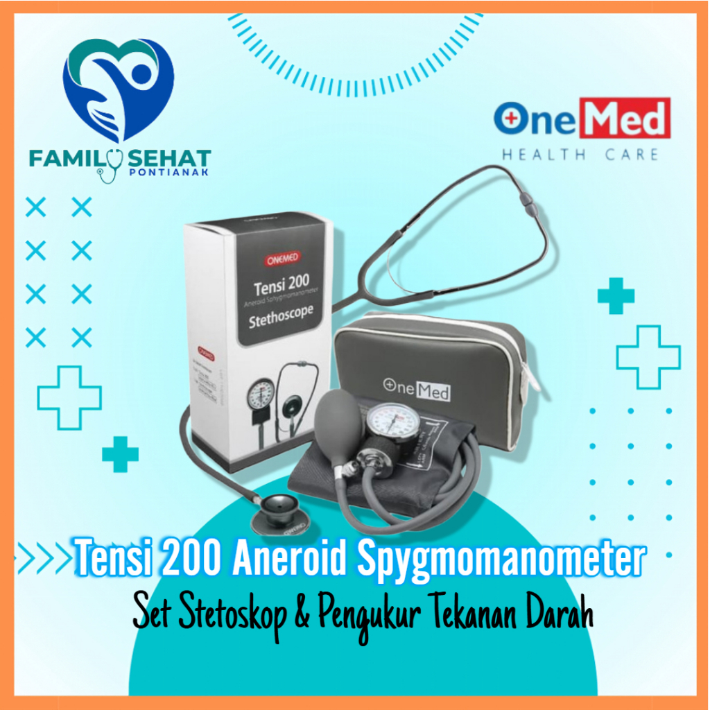 Tensimeter Aneroid 200 dan Stethoscope Onemed/1 Set Tensi Manual + Stetoskop