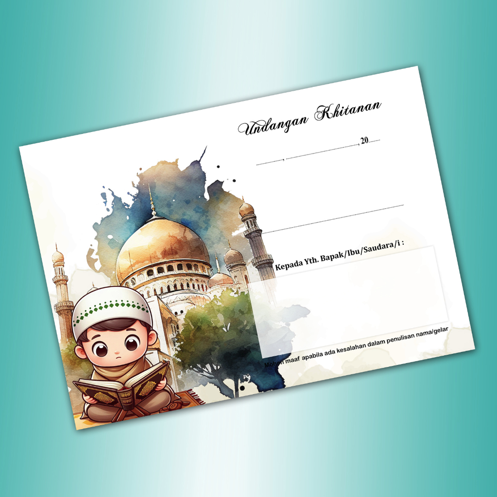 UNDANGAN KHITAN TULIS TANGAN EKONOMIS MINI ISI 25 PCS KARTUN ANAK MASJID UNIK TERBARU