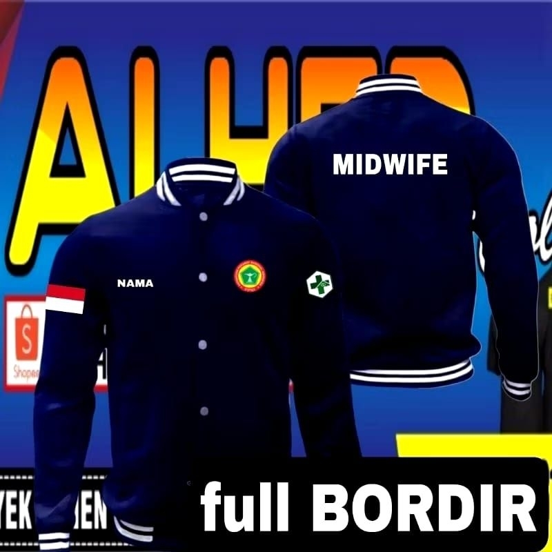Jaket bordir MIDWIFE jaket MIDWIFE jaket varsity midwife jaket kerja midwife jaket seragam midwife j