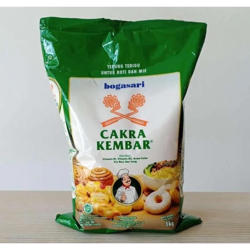 

Tepung Terigu Cap Cakra Kembar 1 kg (Repack) untuk Roti dan Mie