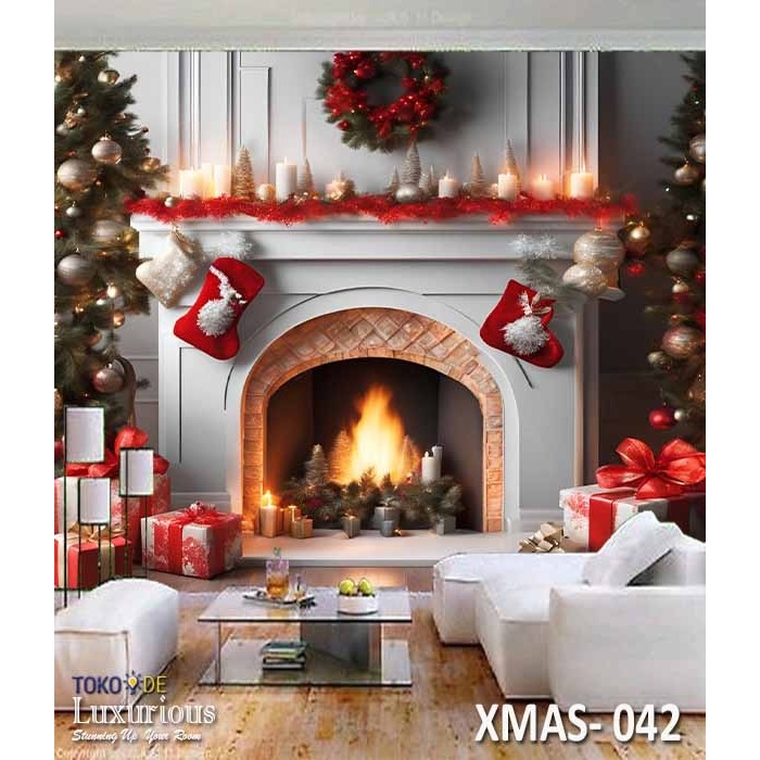 WALLPAPER CUSTOM WALLPAPER 3D KOREA STICKER MERRY CHRISTMAS NATAL