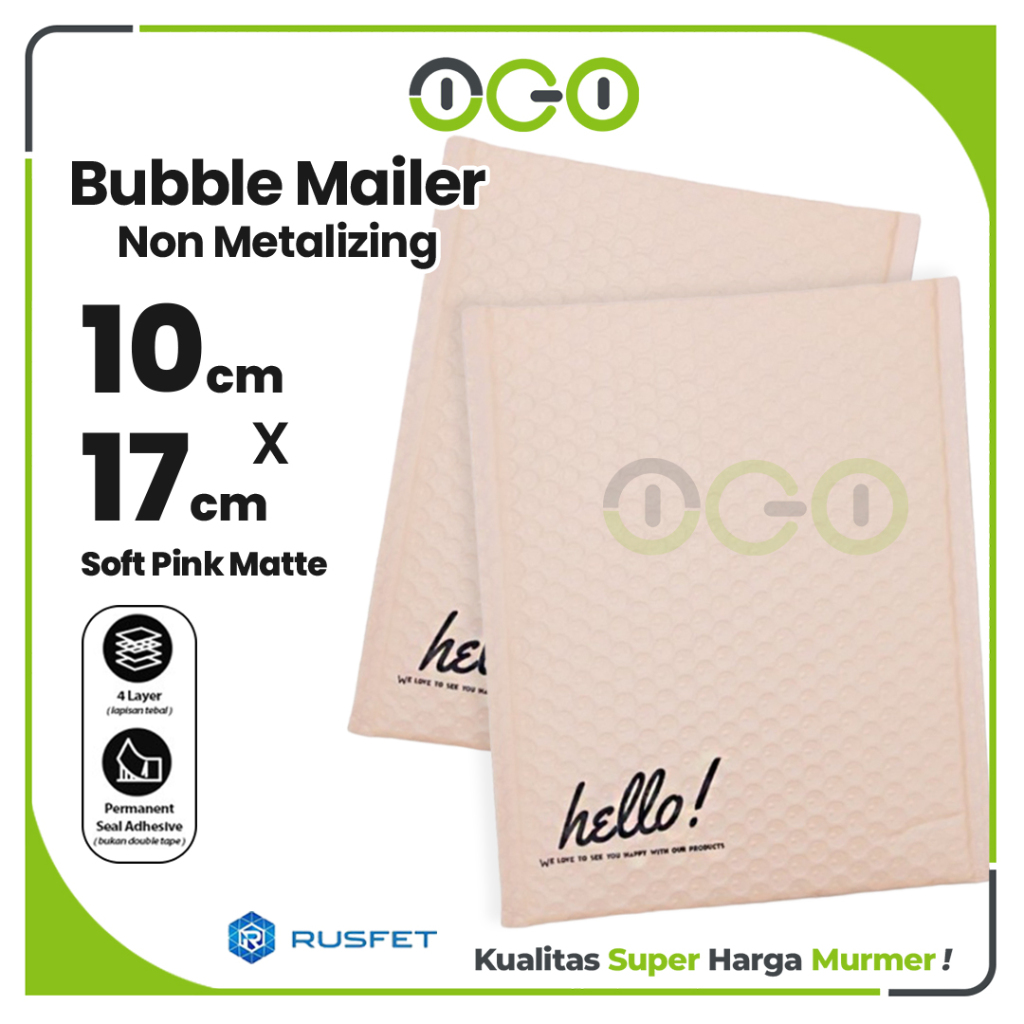 

Amplop Bubble Mailer Soft Pink 10 x 17 cm Harga Satuan / Amplop Packing Olshop Hello Series Rusfet