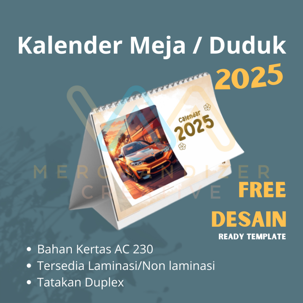 

Kalender Meja 2025 Custom Murah - Kalender Duduk 6 Lembar 2 Muka Penyangga Duplex Kertas AC 230 - Bisa Satuan Custom Desain - Tersedia Template